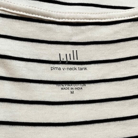 J Jill White/Black M Pima Tank – Breezy Minimalist Nautical Coastal Core - Picture 5 of 10